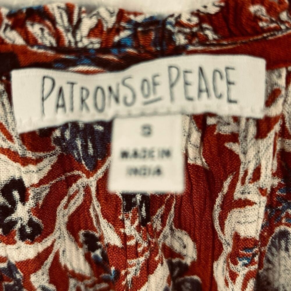Patrons of Peace Women Sleeveless Floral Tank Top Brown Tribal Boho Size Small - Picture 4 of 6